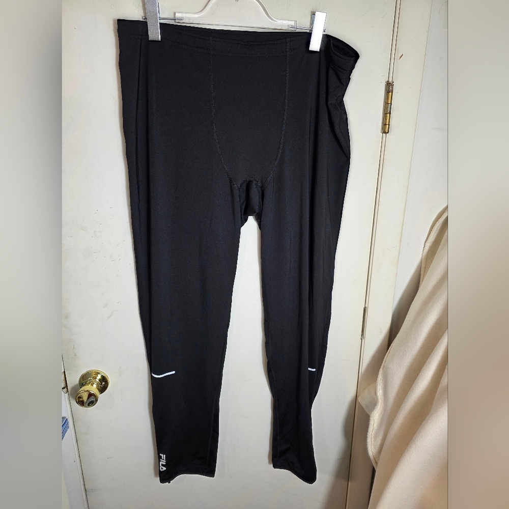 Fila Running Athletic Drawstring Pants Men's Size XXL Black Zips At Ankles